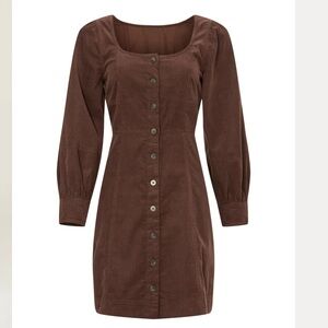 Madewell Esti Brown Long Sleeve Corduroy Mini Dress | Size 2